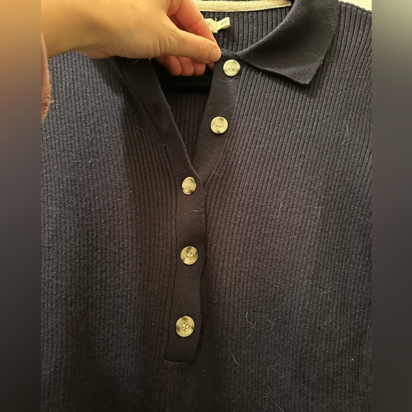 Faherty Navy Blue Long Sleeve Polo Sweater, Size: M - Picture 7 of 7